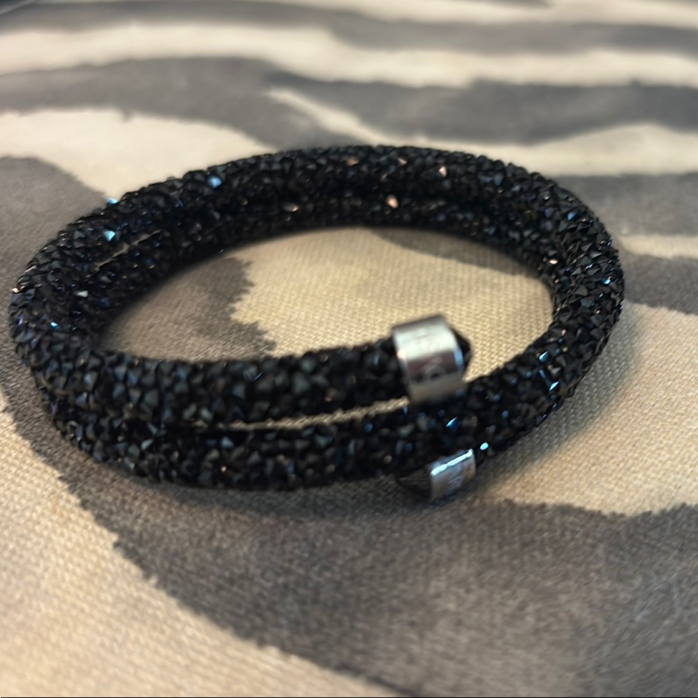 Swarovski Crystal Crystaldust Bangle Double Black